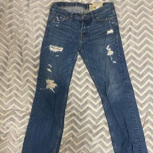 32x34 Hollister boot cut ripped jeans.